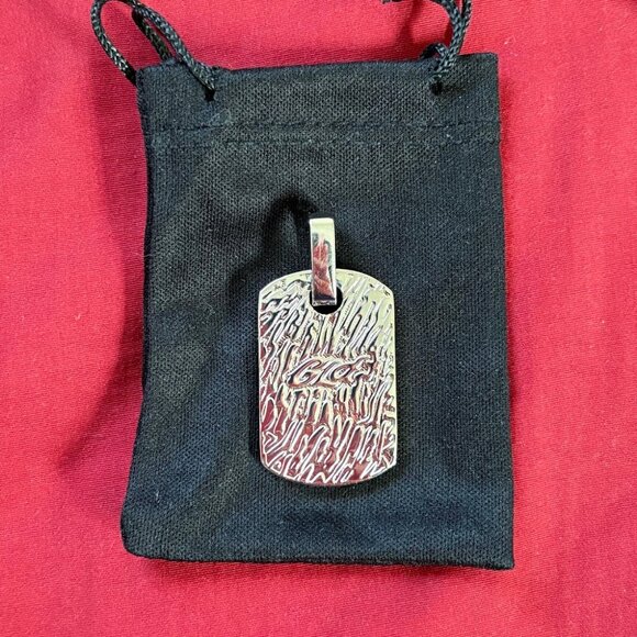 GLD Baguette Charm Dog Tag Pendant NEVER WORN Rhinestone Bling - Picture 3 of 5